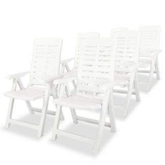 Polohovatelné zahradní židle 6 ks plast Bílá