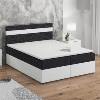 Postel boxspring MODENA 180x200 cm, černá látka/bílá ekokůže