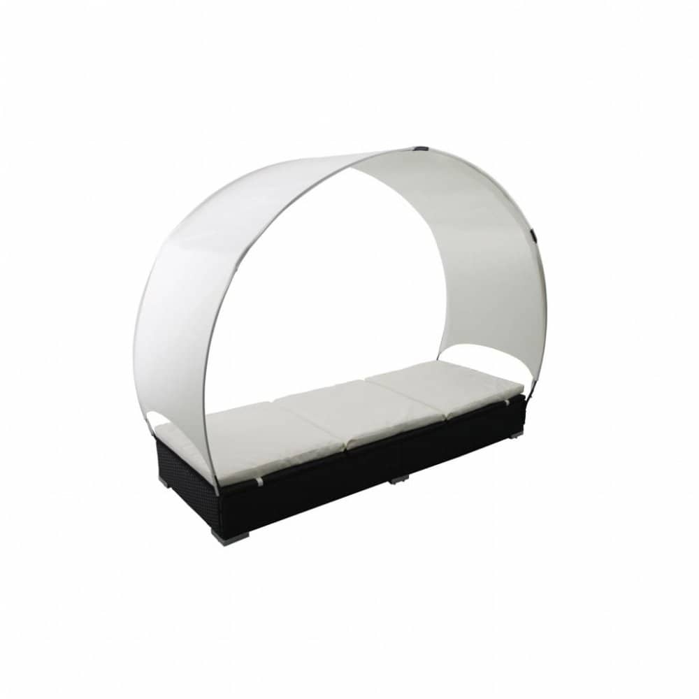 Zahradní ratanové lehátko se stříškou Černá