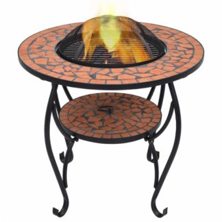 Mozaikový stolek s ohništěm Dekorhome Cihlová