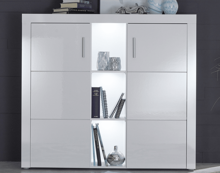 Vysoká komoda Kito 862, lesklá bílá