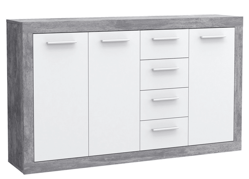 Komoda Baccio 241, beton/bílá
