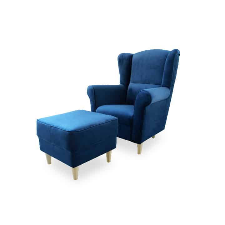 Křeslo s taburetem ASTRID Tempo Kondela Modrá