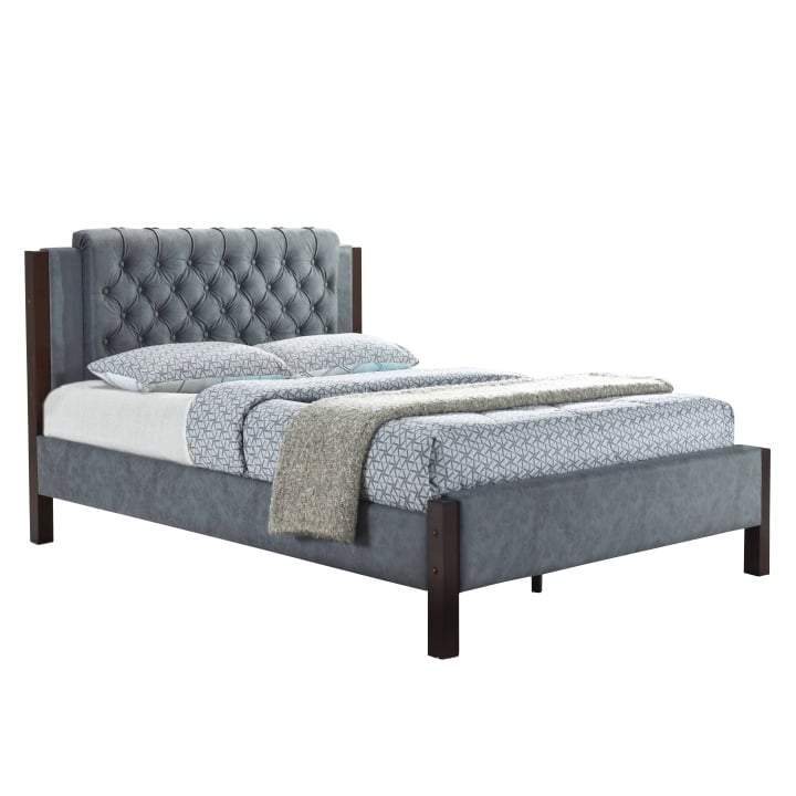 Postel KAROLA NEW šedá / tmavý ořech Tempo Kondela 180 x 200 cm