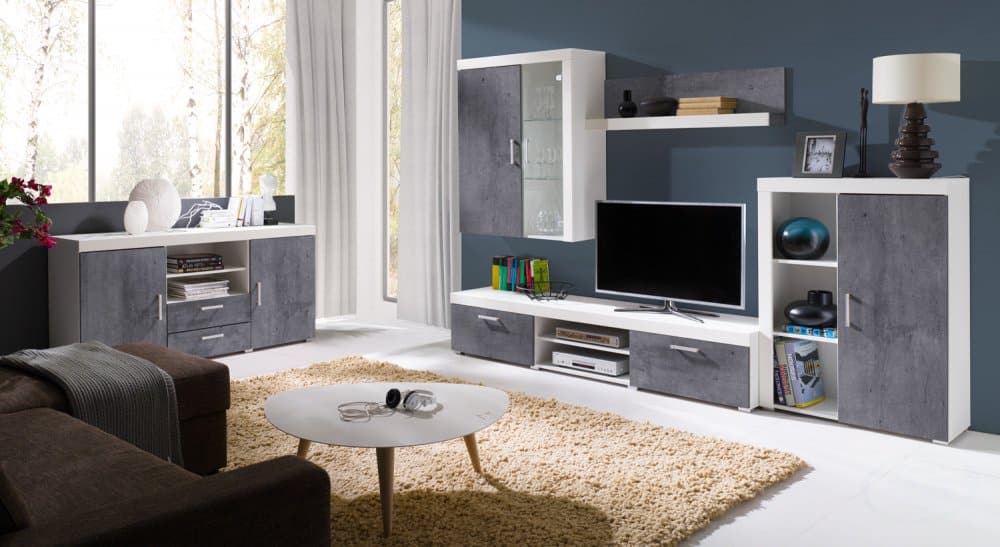 Obývací stěna Samba bílá/beton - FALCO