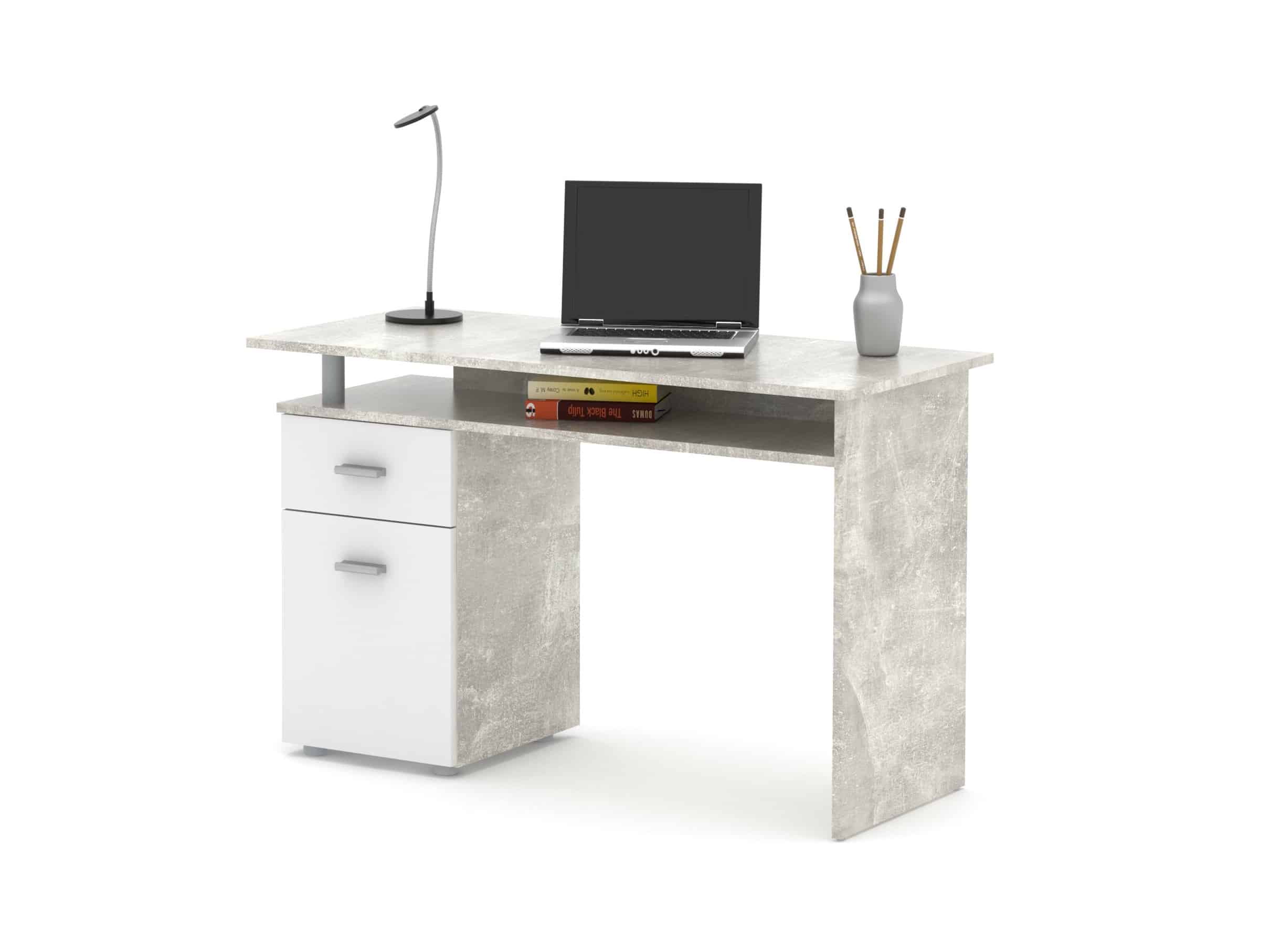 Psací stůl PL 20, beton/bílá