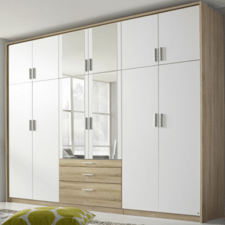 Šatní skříň Hildesheim, 271 cm, dub sonoma/bílá