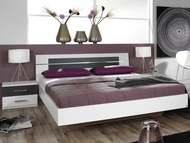 Postel s nočními stolky Burano 180x200 cm, bílá/šedá