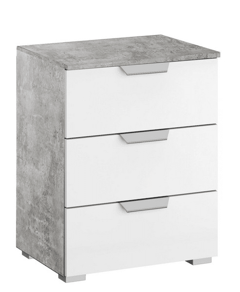 Vyšší noční stolek Aditio, šedý beton/bílá