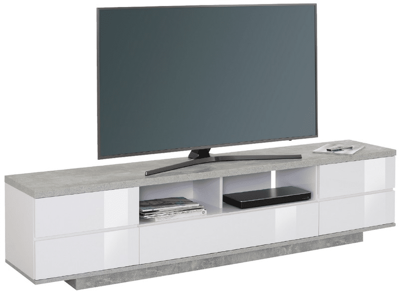 Asko Široká TV skříňka Typ 7714, beton/bílý lesk