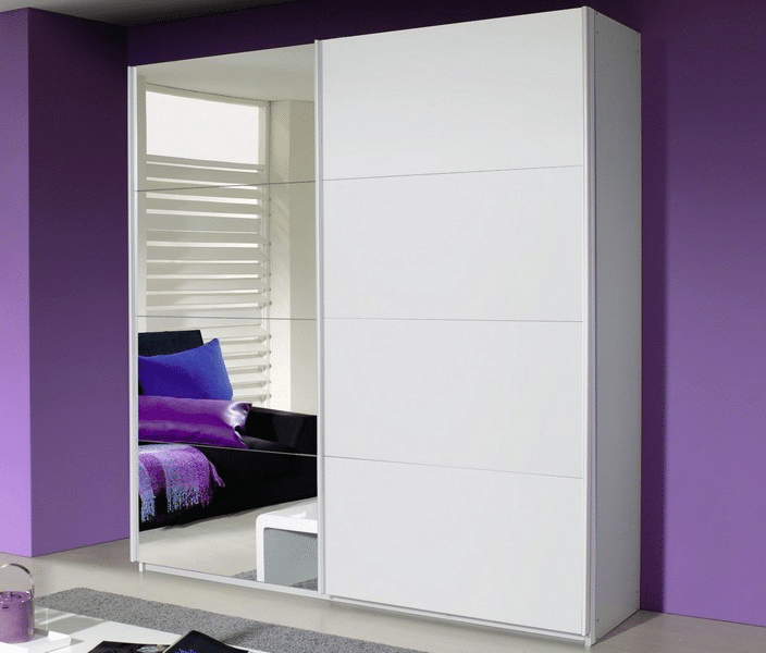Asko Šatní skříň Quadra, 181 cm, bílá/zrcadlo