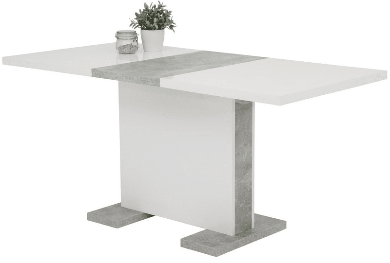 Asko Jídelní stůl Tamara 120x80 cm, bílý lesk/šedý beton