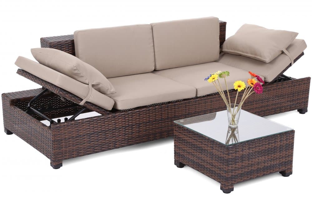 Zahradní pohovka se stolkem MILANO GH8180 hnědá