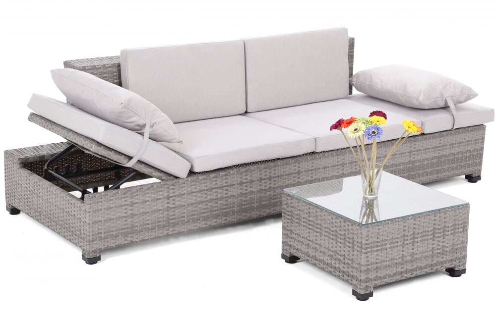 Zahradní pohovka se stolkem MILANO GH4358 šedá