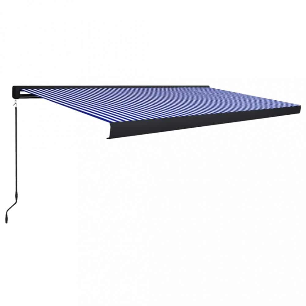 Kazetová markýza s ručním ovládáním 500x300 cm Dekorhome Modrá / šedá