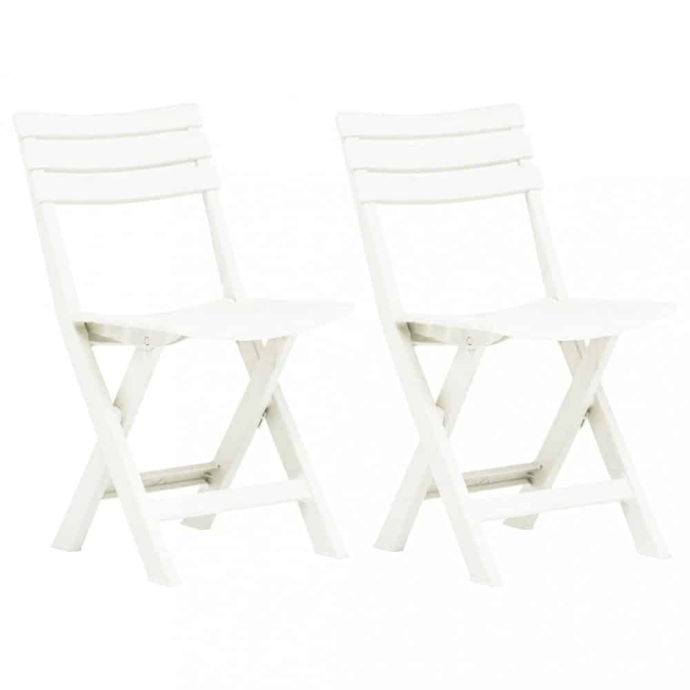 Skládací zahradní židle 2ks plast Dekorhome Bílá