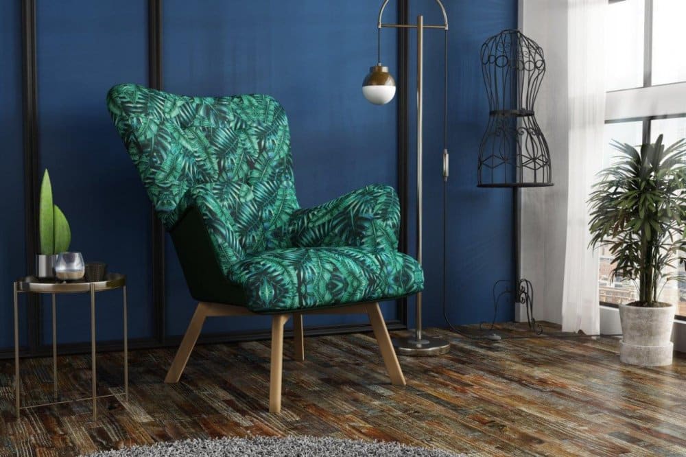 Retro křeslo Royal zelené listy - FALCO