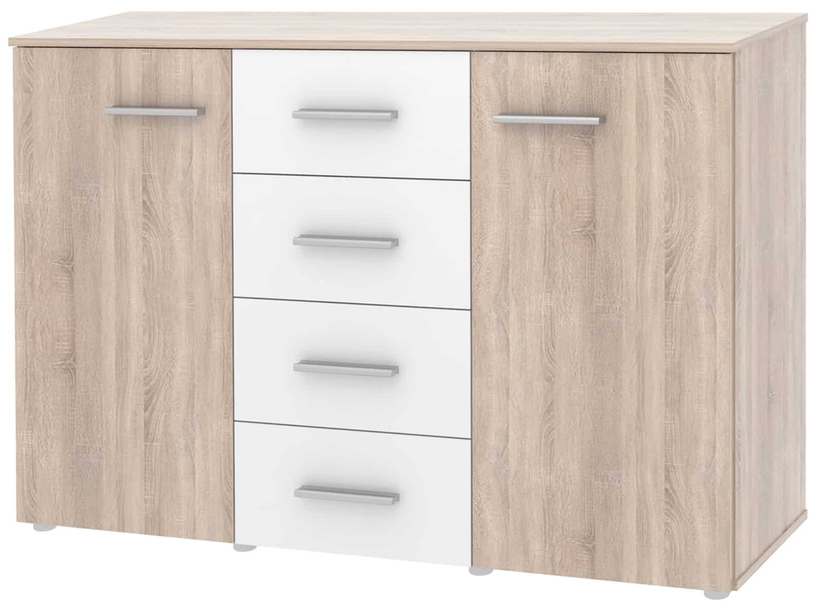 Komoda ALVA 03, dub sonoma/bílá