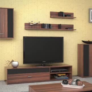 Obývací stěna FUNDAMENTO 03, švestka/černá