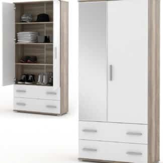 Skříň ES20, canyon oak/bílá