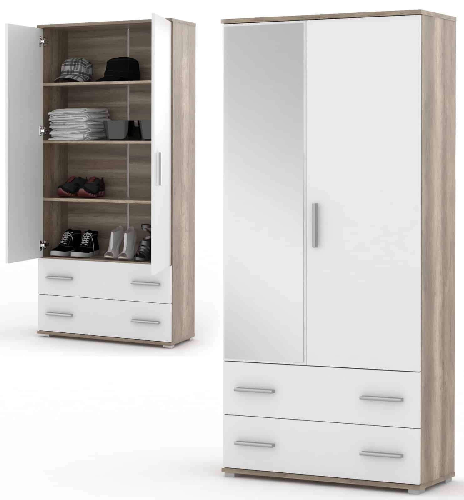 Skříň ES20, canyon oak/bílá