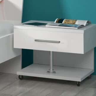 Noční stolek RAJ, bílá/bílý lesk