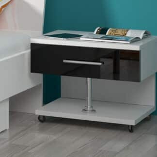 Noční stolek RAJ, bílá/černý lesk