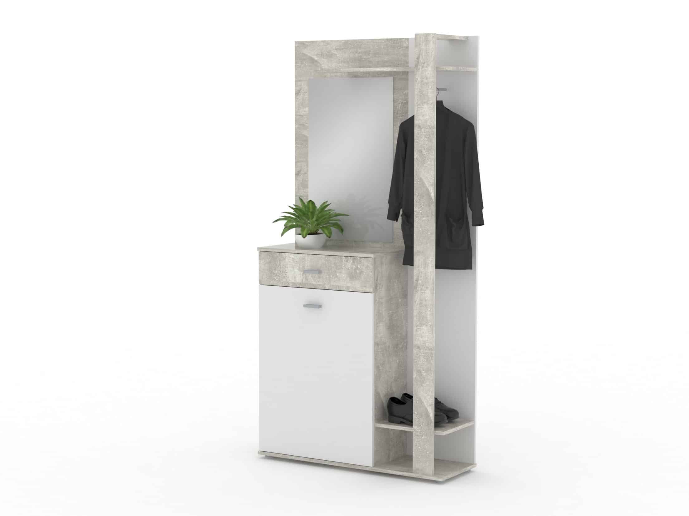 Monoblok předsíňový XR 03, beton/bílá