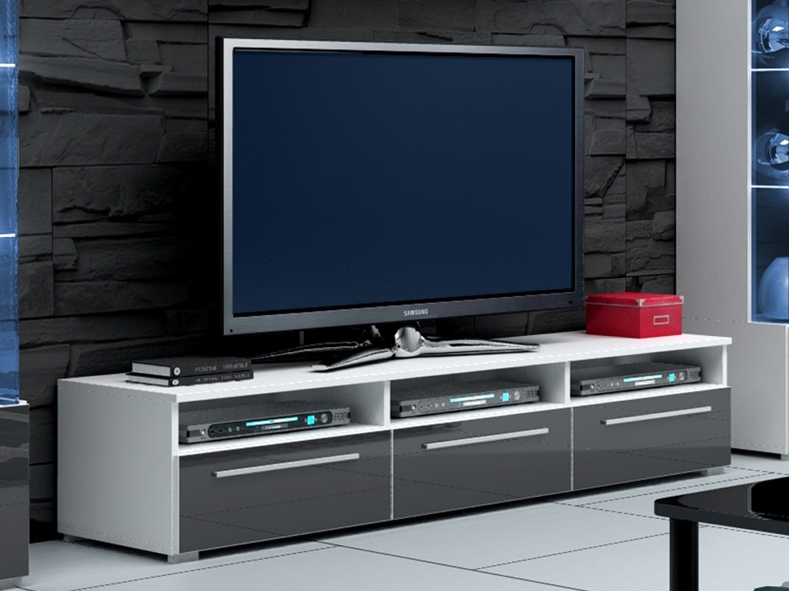 ROMA RTV stolek 150, bílá/šedý lesk