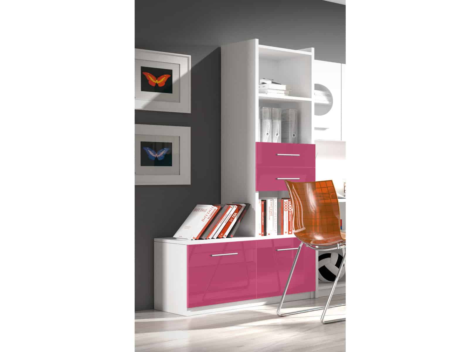 Regál RAJ 1, bílá/růžový lesk
