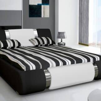 Čalouněná postel RIVA II 160x200 cm, bílá ekokůže/černá ekokůže