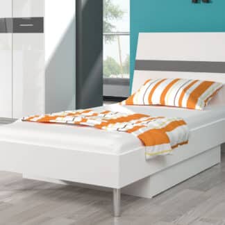 Postel 90x200 cm RAJ 1, bílá/šedý lesk