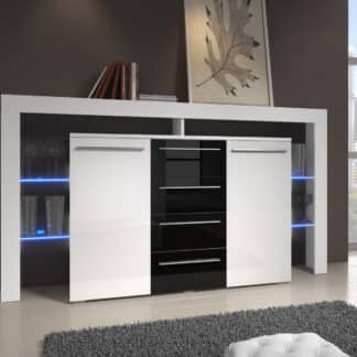 Komoda RIVA II Plus, bílá/černý lesk