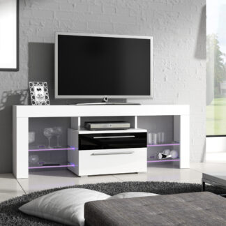 Televizní stolek HAVANA Plus, bílá/černý lesk