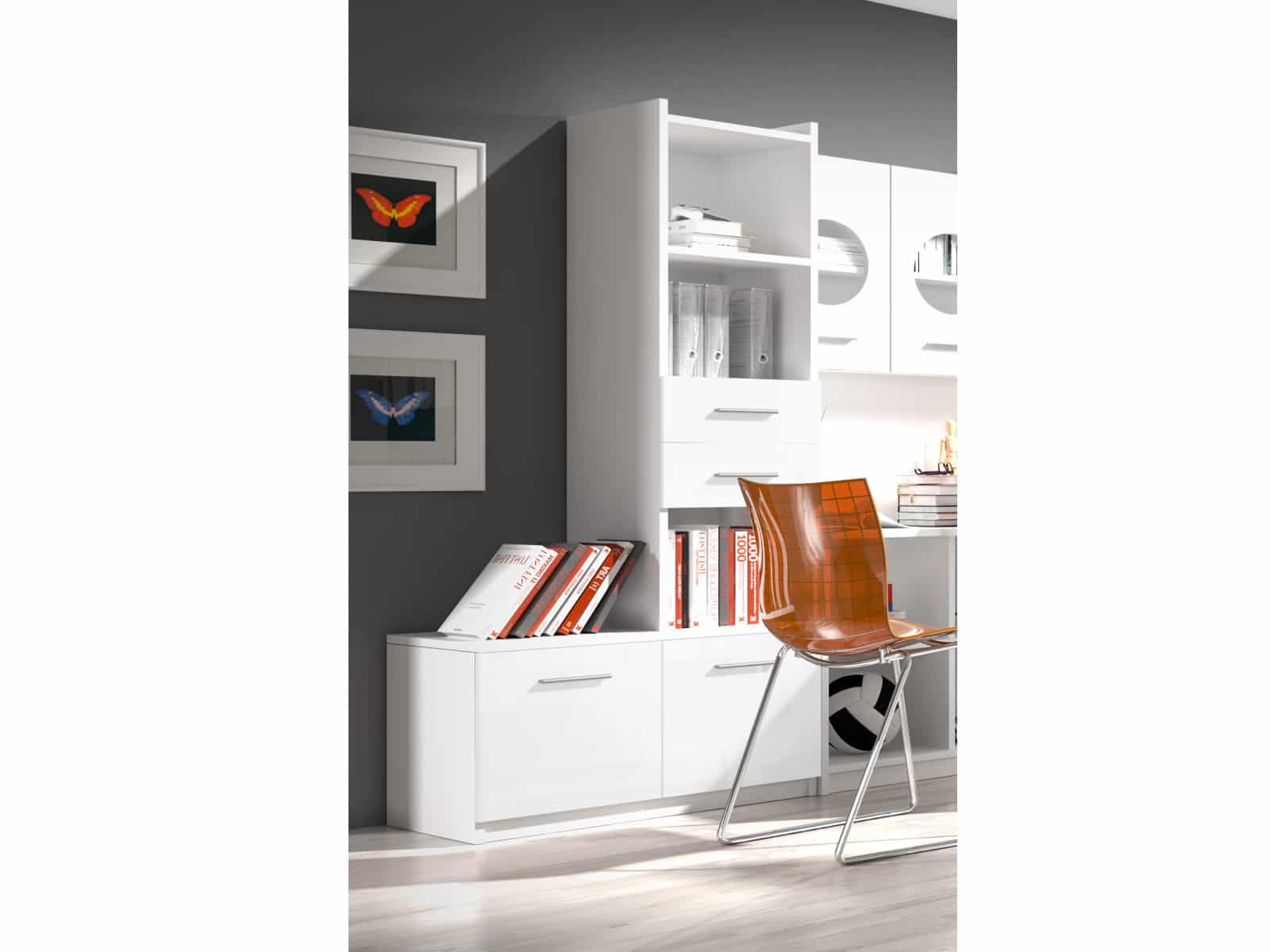 Regál RAJ 1, bílá/bílý lesk