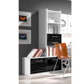 Regál RAJ 1, bílá/černý lesk