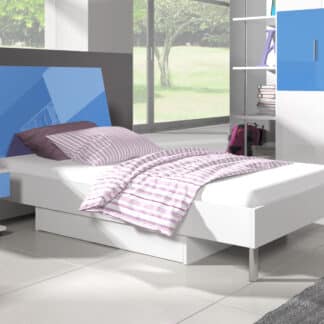 Postel 90x200 cm RAJ 3, bílá/modrý lesk