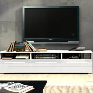 NICEA RTV stolek 150, bílá/bílý lesk