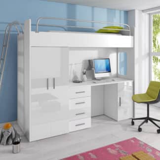 Patrová postel se skříní a psacím stolem RAJ 4D, bílá