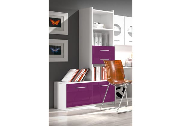 Regál RAJ 1, bílá/fialový lesk