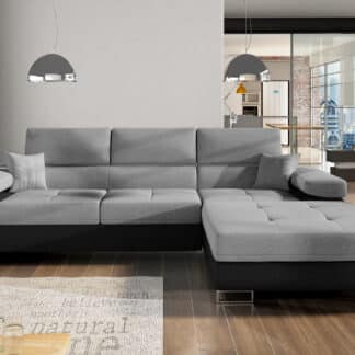 Rohová sedačka ARMANDO Armd_50, pravá, tmavě šedá/černá