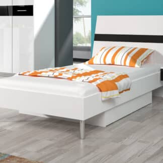 Postel 90x200 cm RAJ 1, bílá/černý lesk