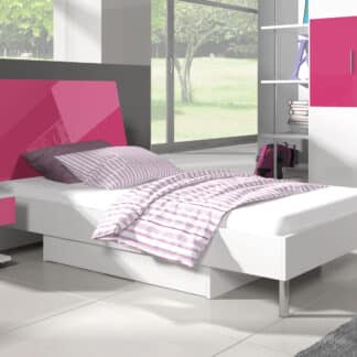 Postel 90x200 cm RAJ 3, bílá/růžový lesk