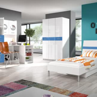 Dětský pokoj RAJ 1, bílá/modrý lesk