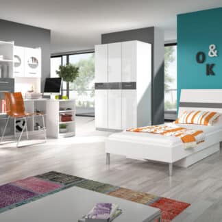 Dětský pokoj RAJ 1, bílá/šedý lesk