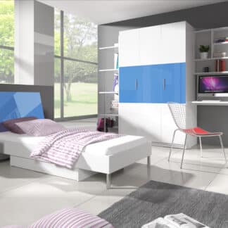 Dětský pokoj RAJ 3, bílá/modrý lesk