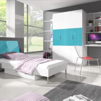 Dětský pokoj RAJ 3, bílá/tyrkysový lesk