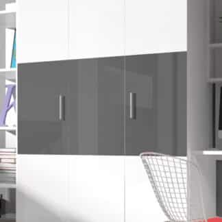 Šatní skříň RAJ 3, bílá/šedý lesk