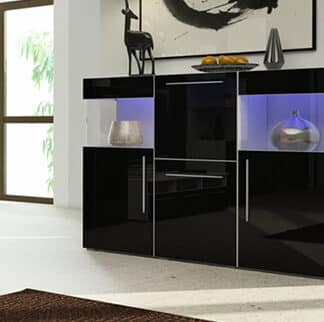 NICEA komoda 150, bílá/černý lesk