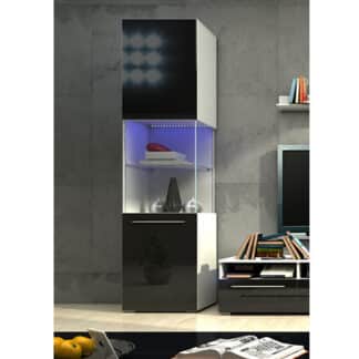 NICEA vitrína 1D, bílá/černý lesk